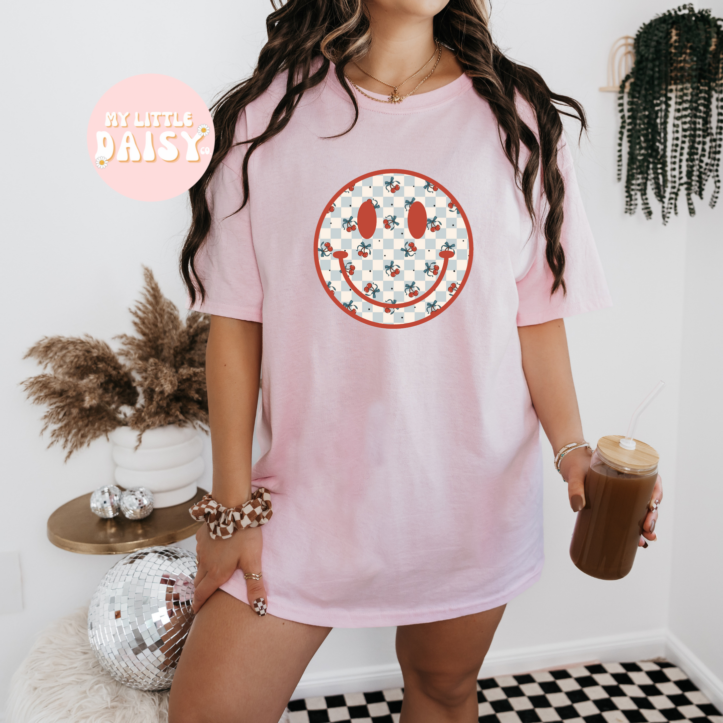 Cherry red smiley shirt/sweatshirt