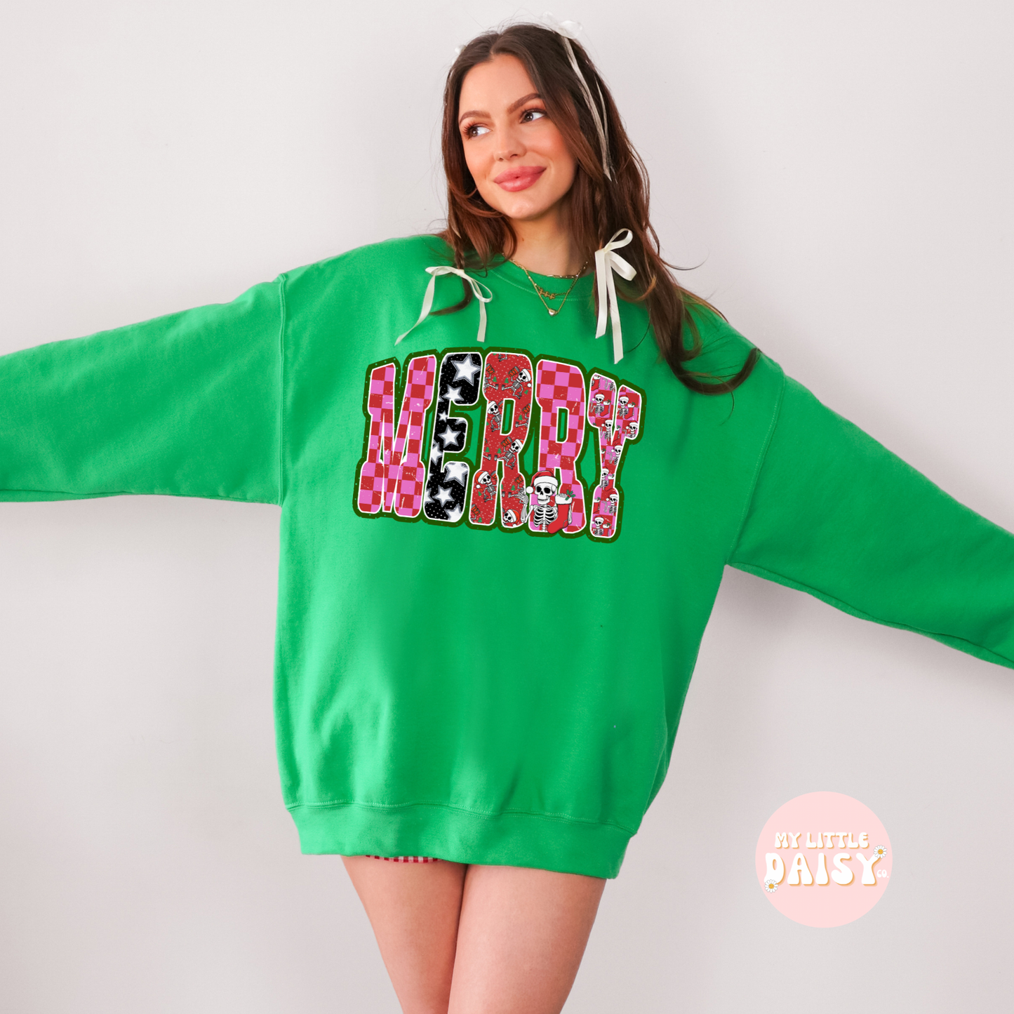 Skeleton checkered MERRY Christmas shirt/sweatshirt (Copy)