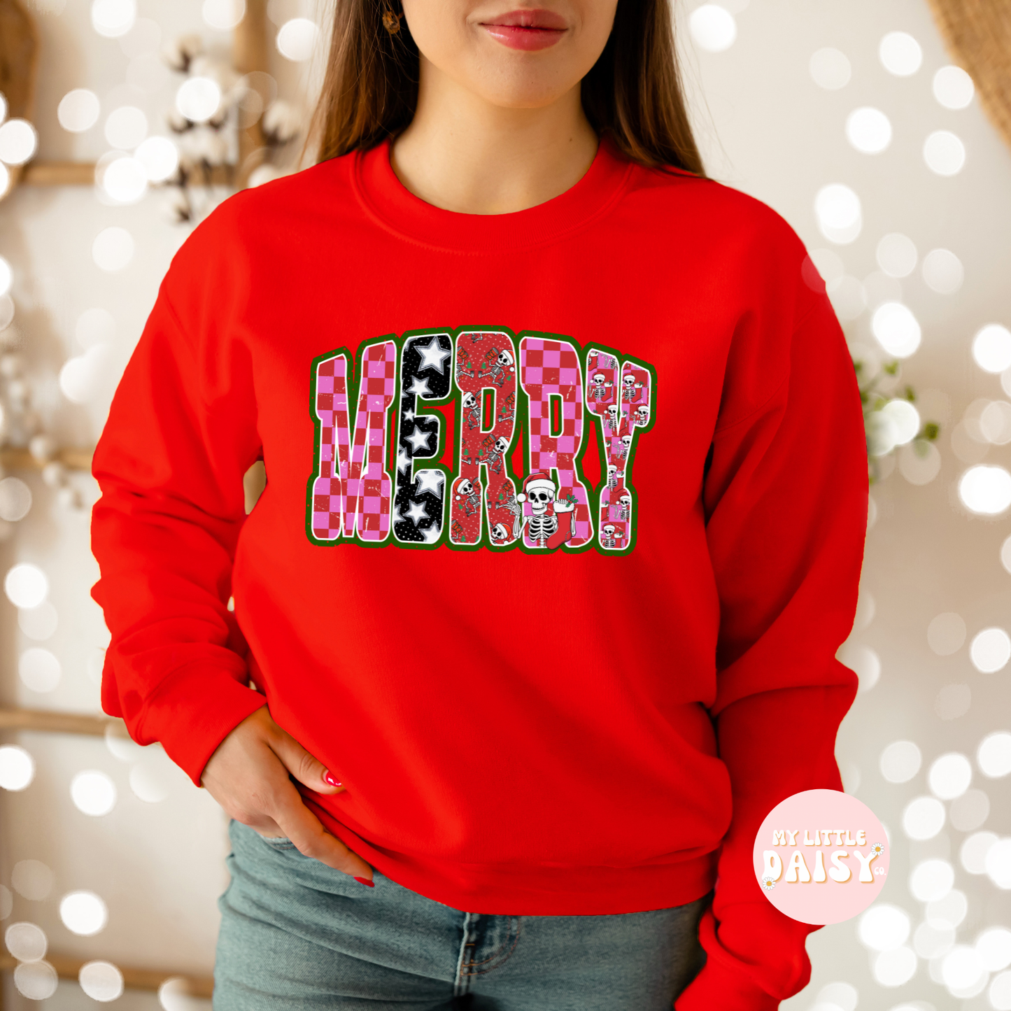 Skeleton checkered MERRY Christmas shirt/sweatshirt (Copy)