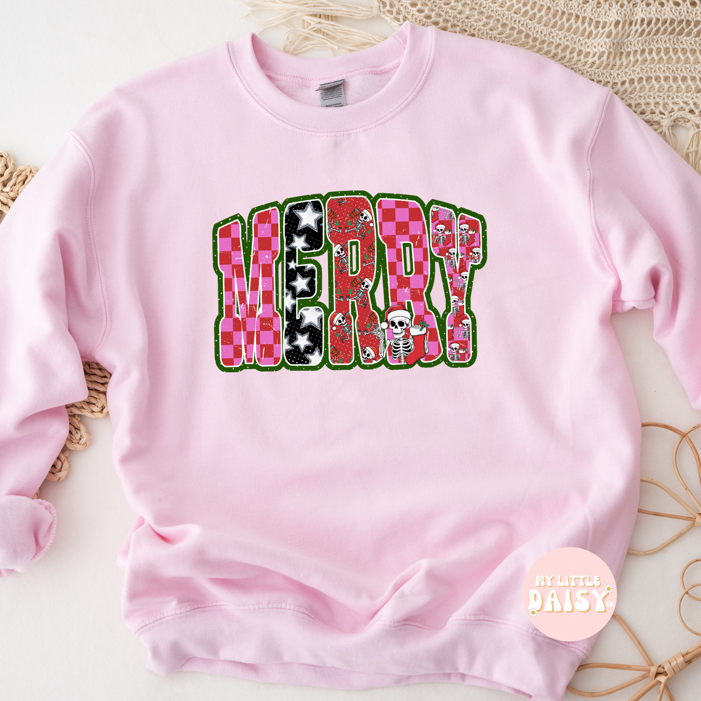 Skeleton checkered MERRY Christmas shirt/sweatshirt (Copy)