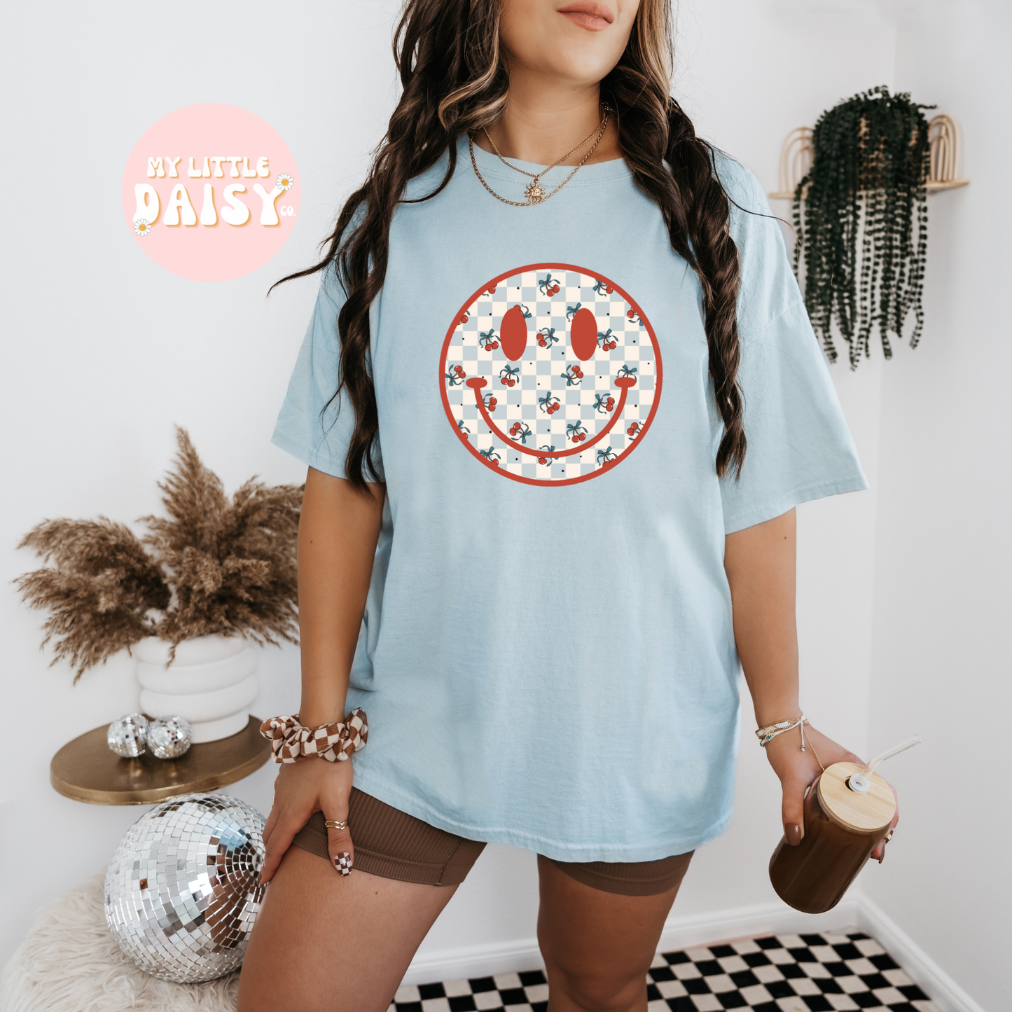 Cherry red smiley shirt/sweatshirt
