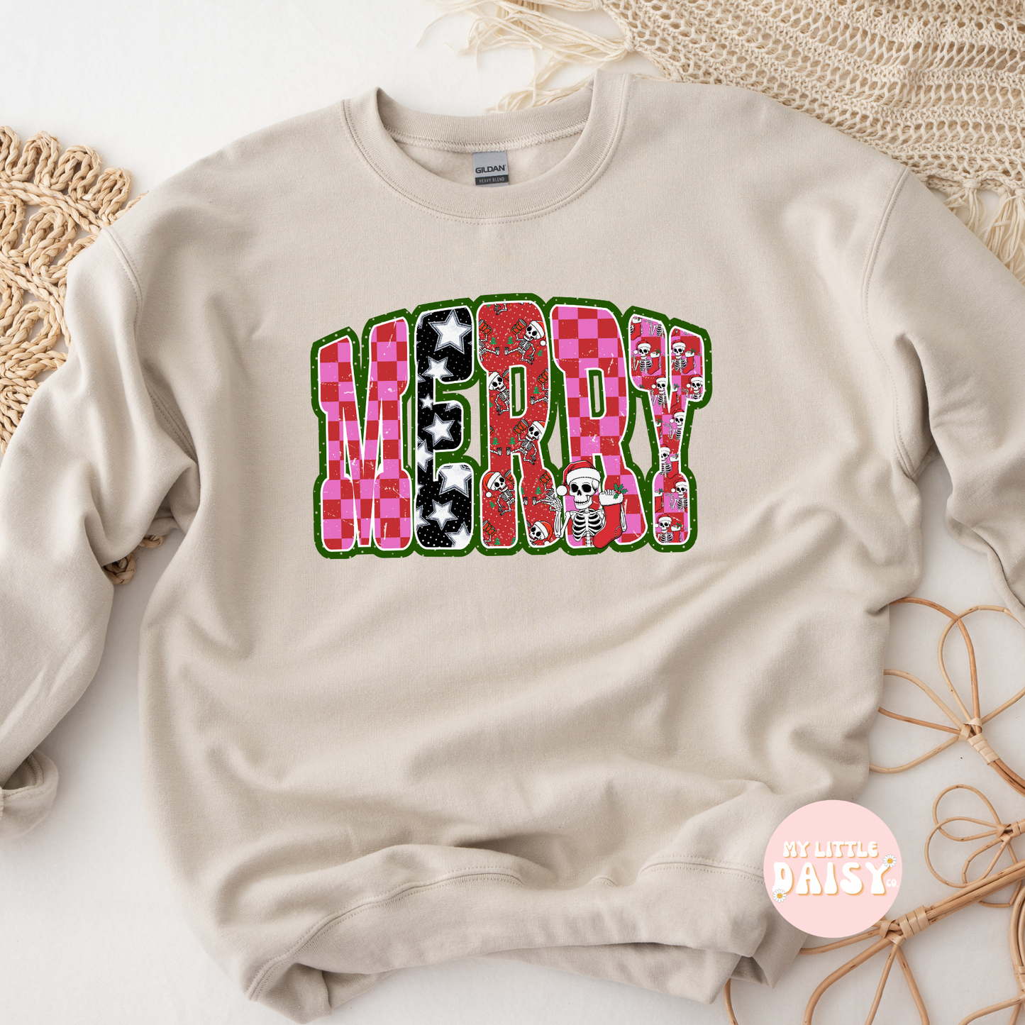 Skeleton checkered MERRY Christmas shirt/sweatshirt (Copy)