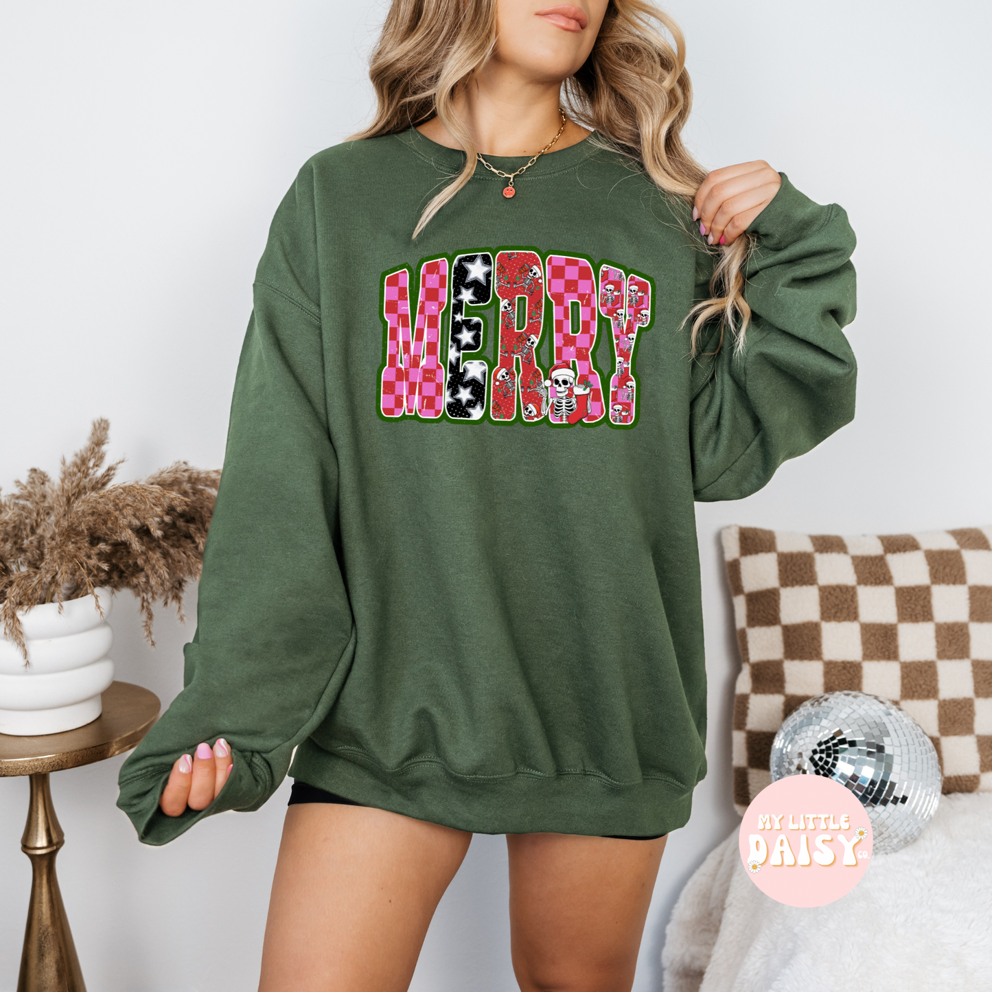 Skeleton checkered MERRY Christmas shirt/sweatshirt (Copy)