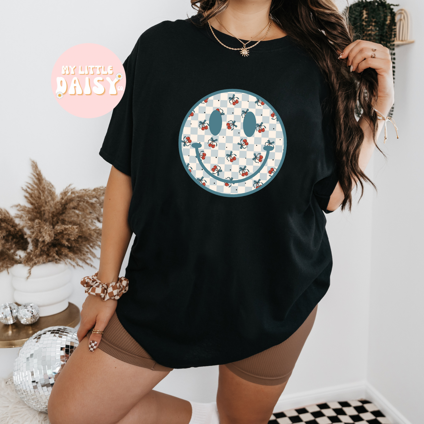Cherry blue smiley shirt/sweatshirt