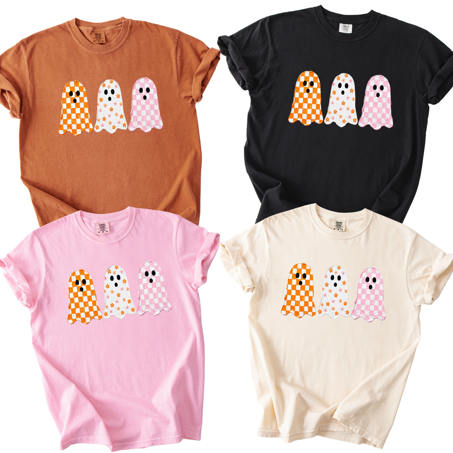 Pink checkered ghost halloween shirt/sweatshirt