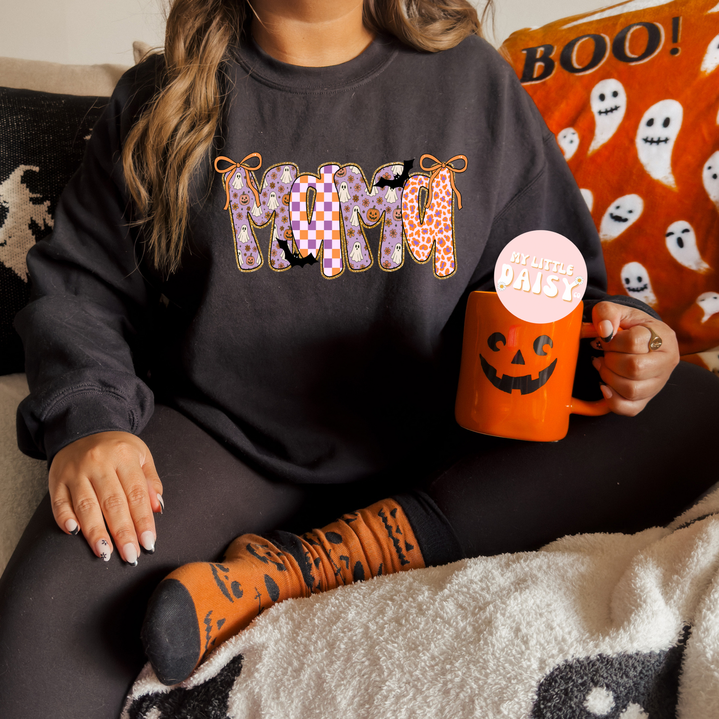 purple and orange halloween mama shirt/sweatshirt