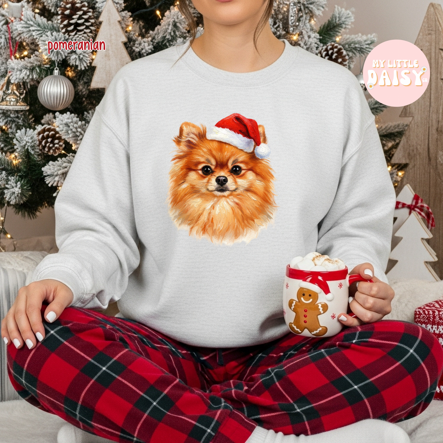 Christmas dog Santa hat sweatshirt
