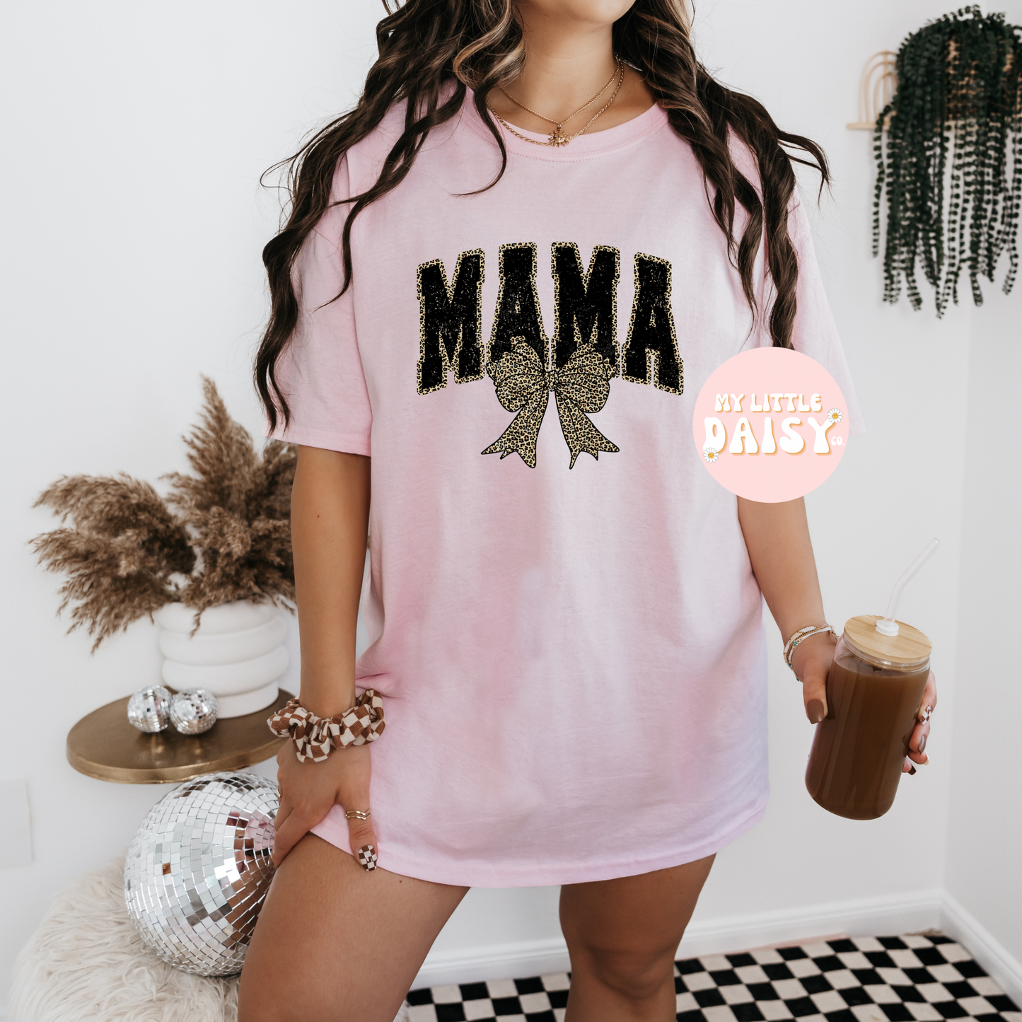 mama leopard print and bow shirt/sweatshirt