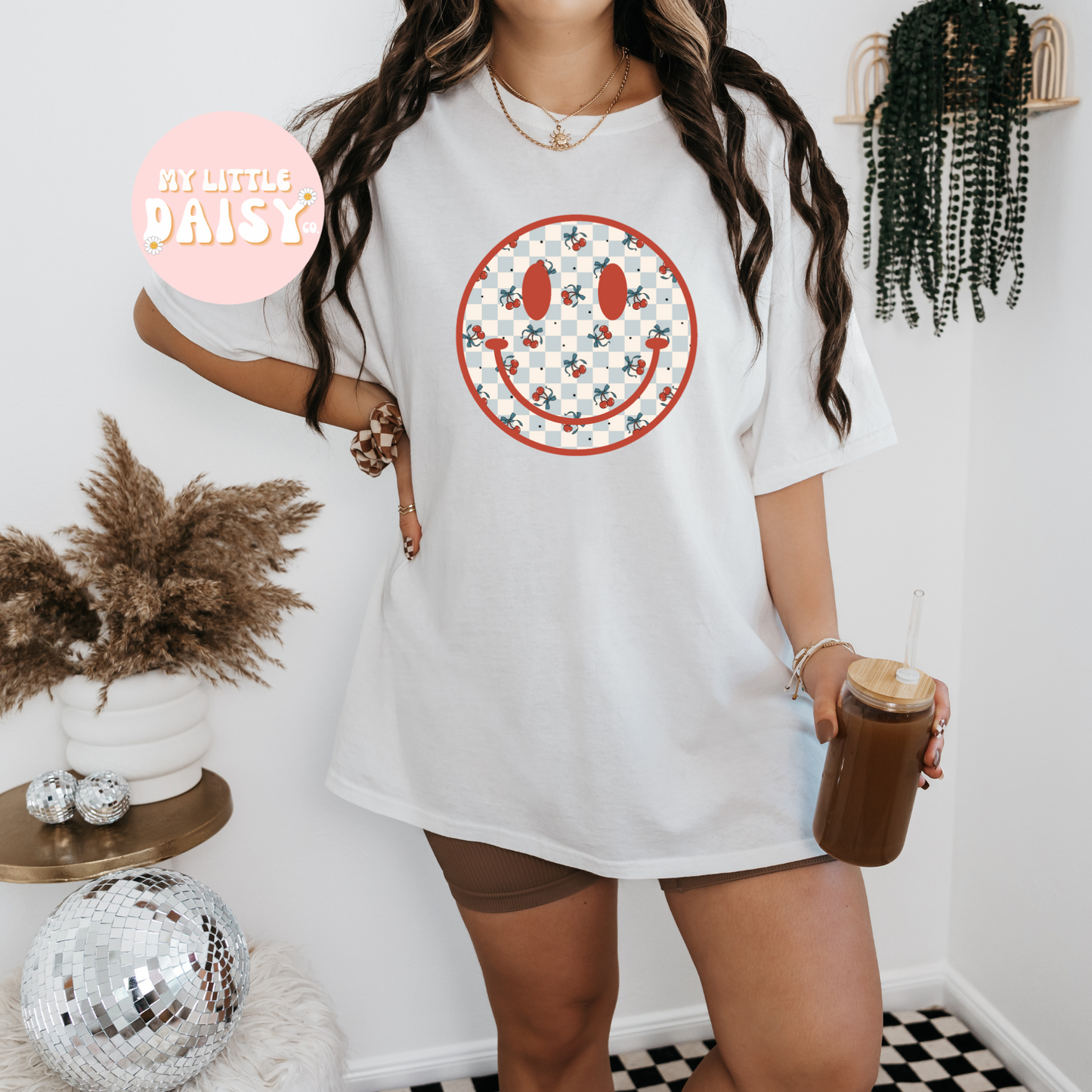 Cherry red smiley shirt/sweatshirt