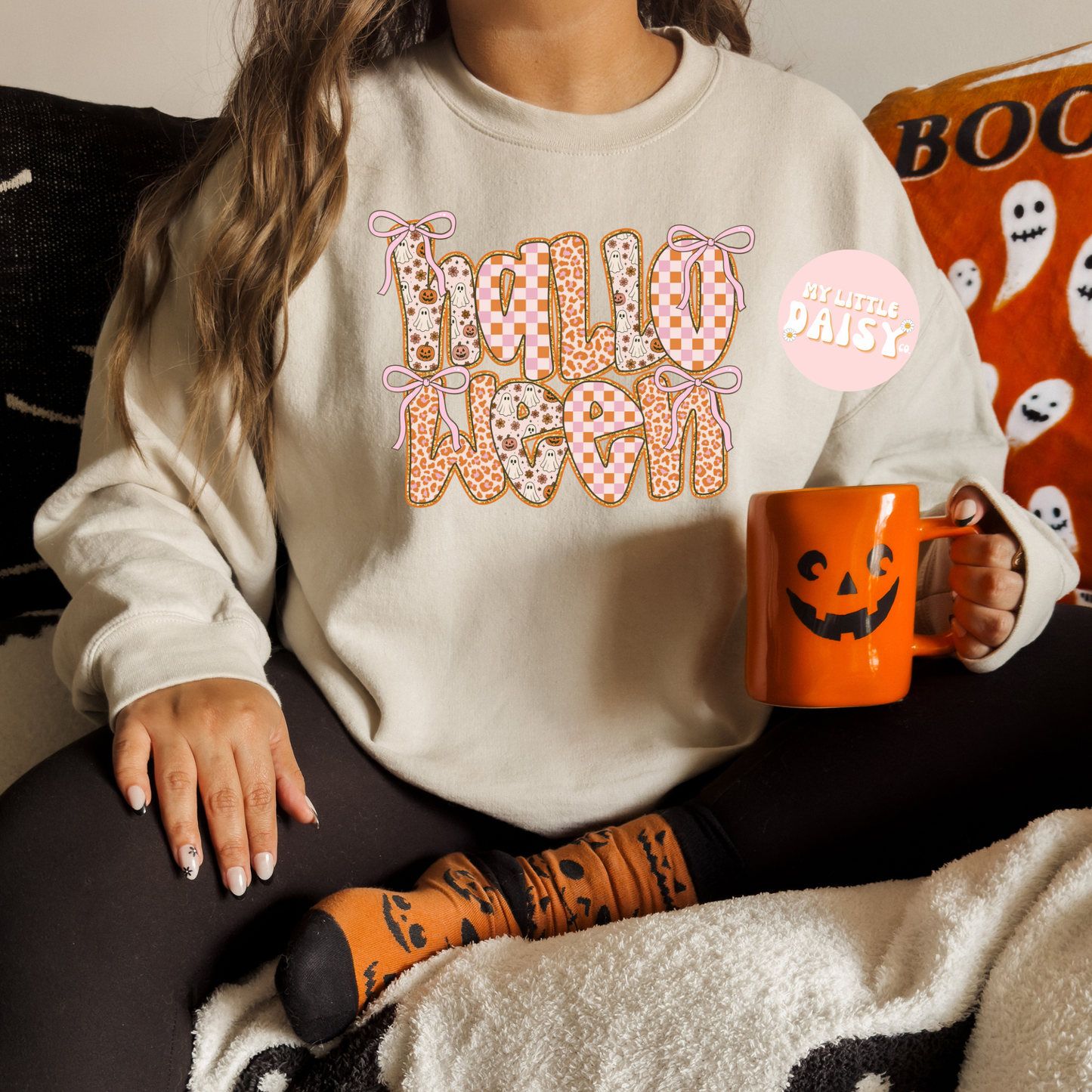 pink and orange halloween shirt/sweatshirt