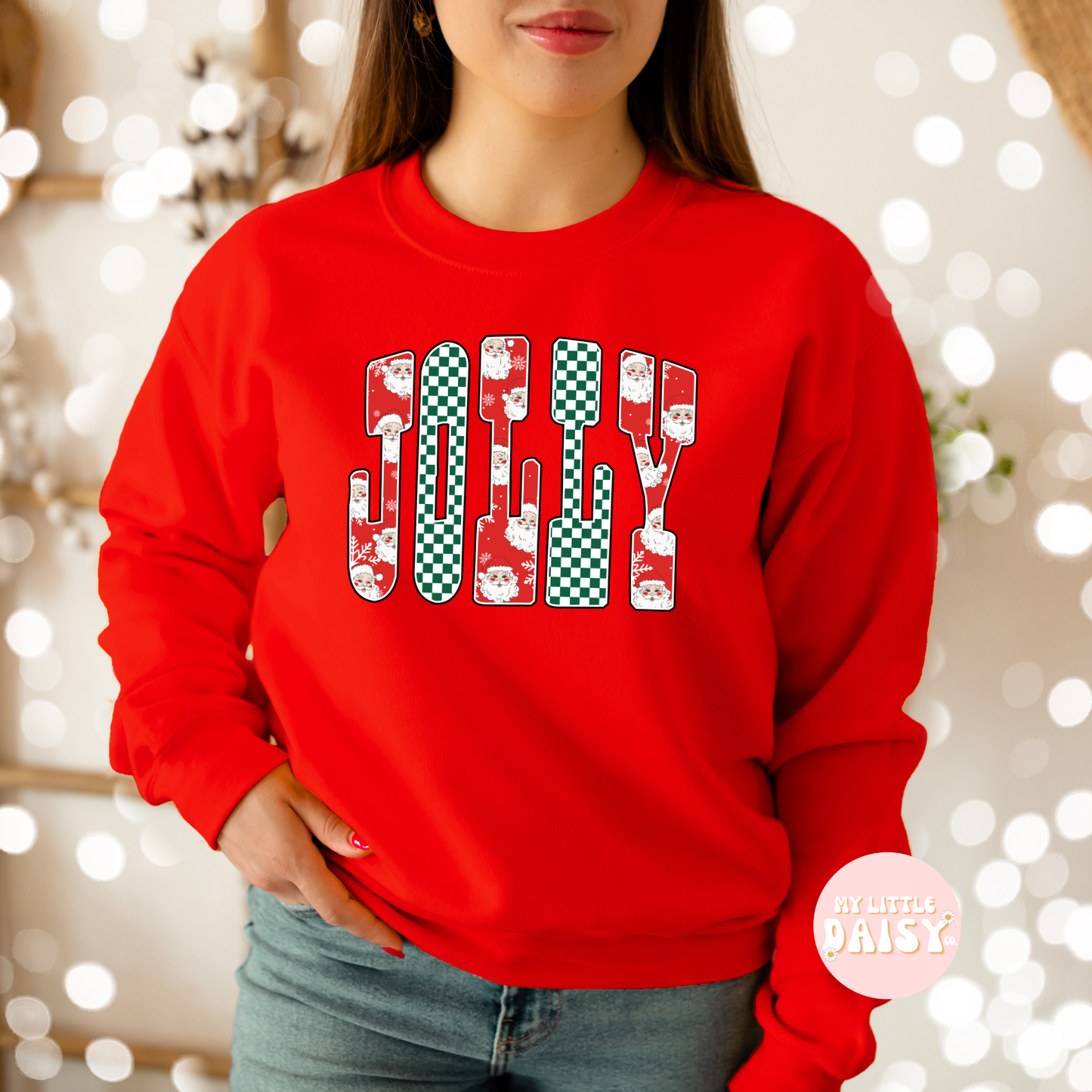 Santa and checkered MERRY, HOHO OR JOLLY LEAVE NOTE AT CHECKOUT FOR DESIGN OPTION shirt/sweatshirt