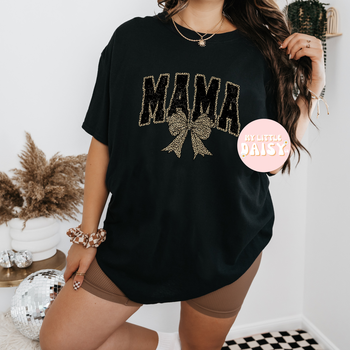 mama leopard print and bow shirt/sweatshirt