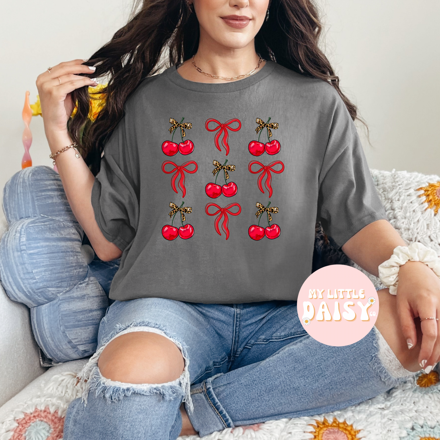 cherries & leopard bows shirt/sweatshirt