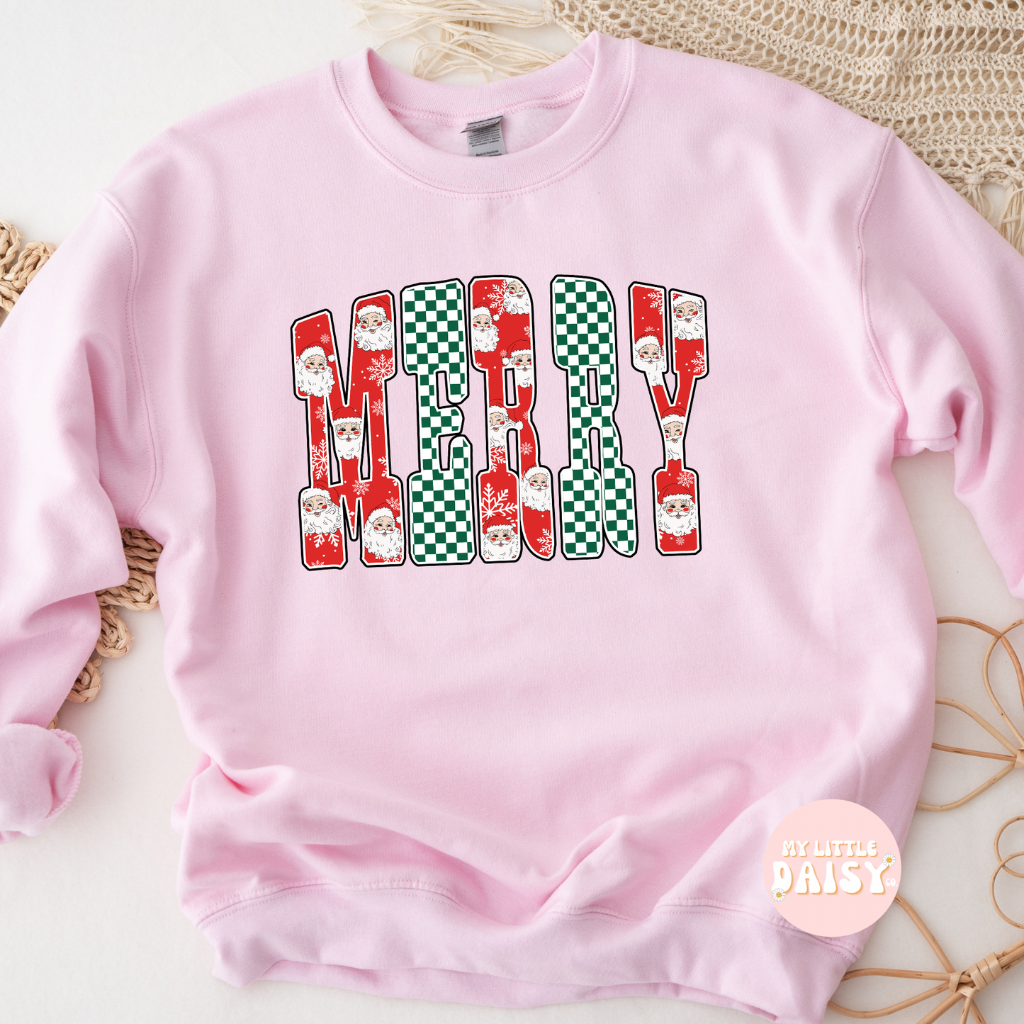 Santa and checkered MERRY, HOHO OR JOLLY LEAVE NOTE AT CHECKOUT FOR DESIGN OPTION shirt/sweatshirt