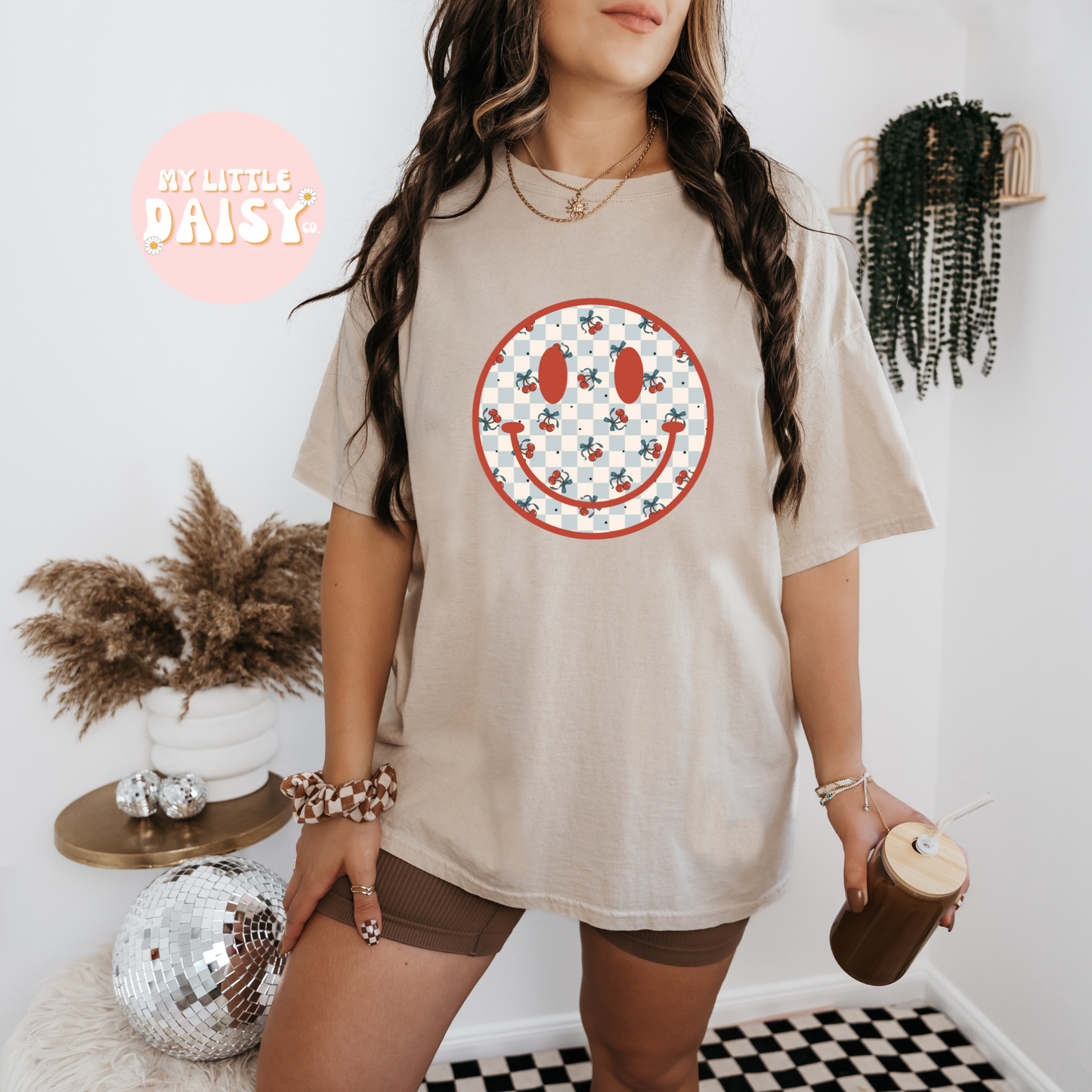 Cherry red smiley shirt/sweatshirt