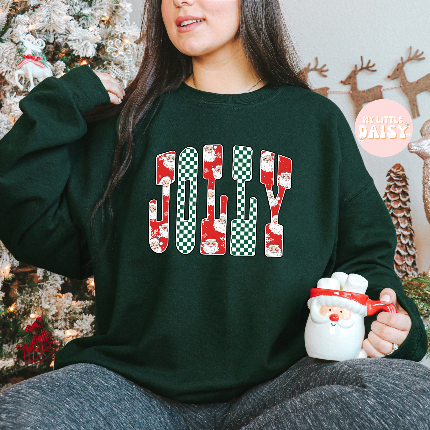 Santa and checkered MERRY, HOHO OR JOLLY LEAVE NOTE AT CHECKOUT FOR DESIGN OPTION shirt/sweatshirt