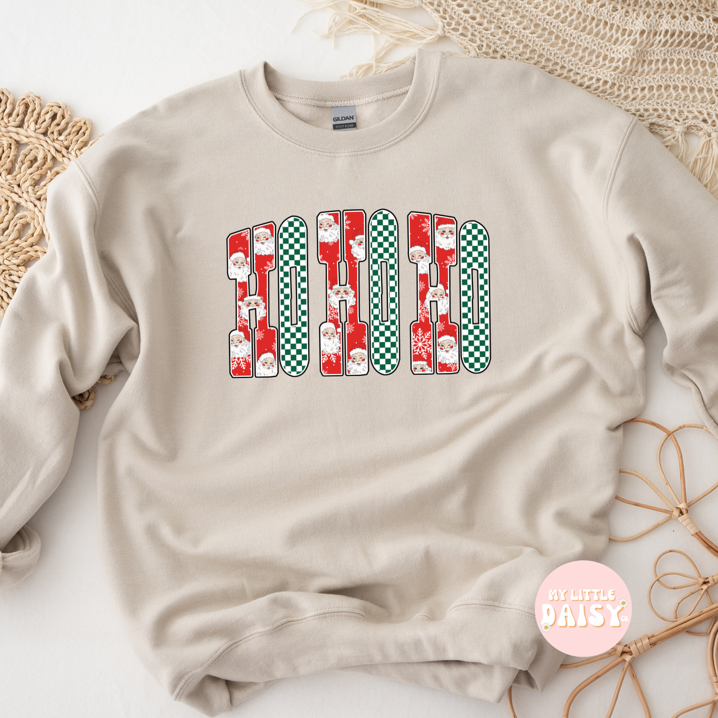 Santa and checkered MERRY, HOHO OR JOLLY LEAVE NOTE AT CHECKOUT FOR DESIGN OPTION shirt/sweatshirt
