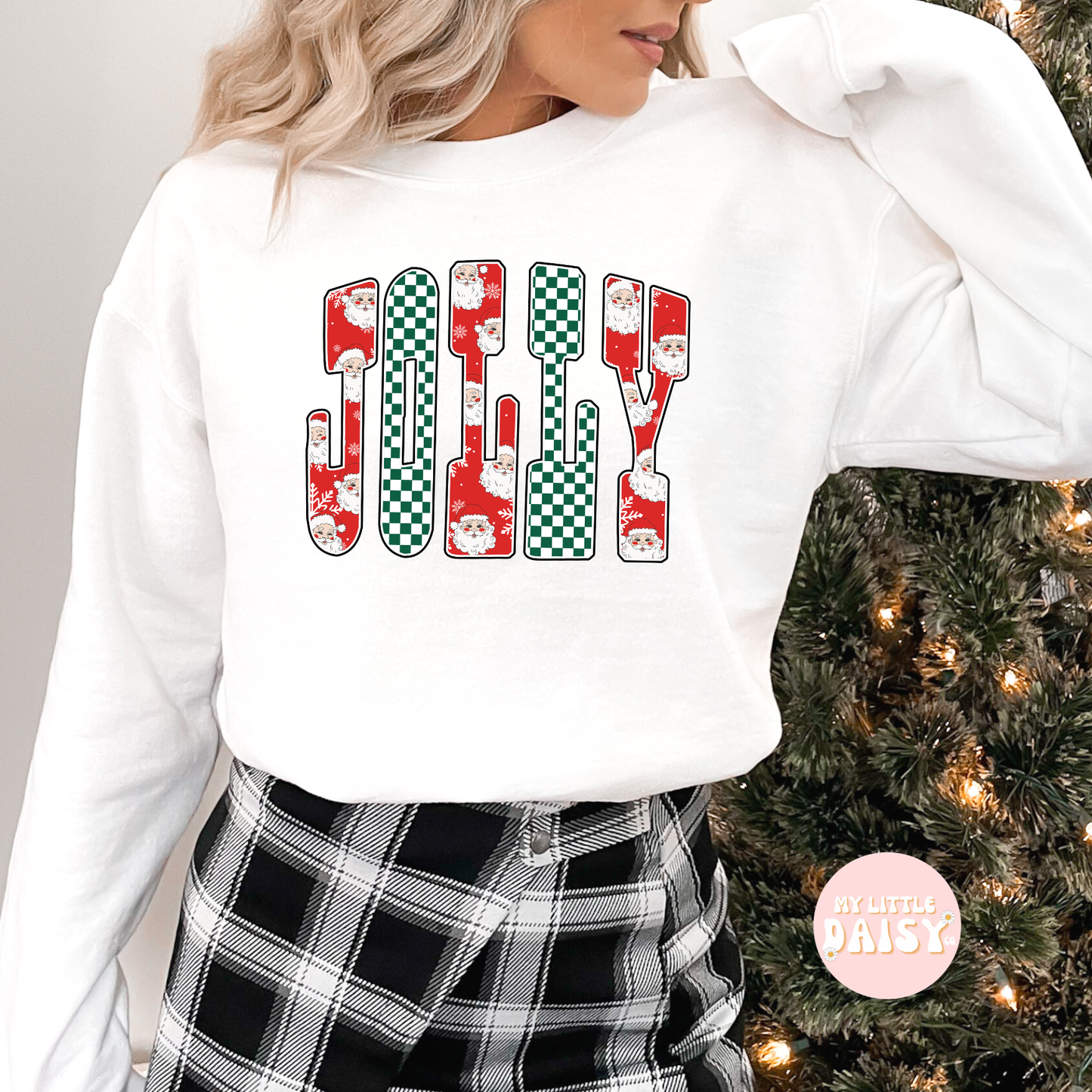 Santa and checkered MERRY, HOHO OR JOLLY LEAVE NOTE AT CHECKOUT FOR DESIGN OPTION shirt/sweatshirt