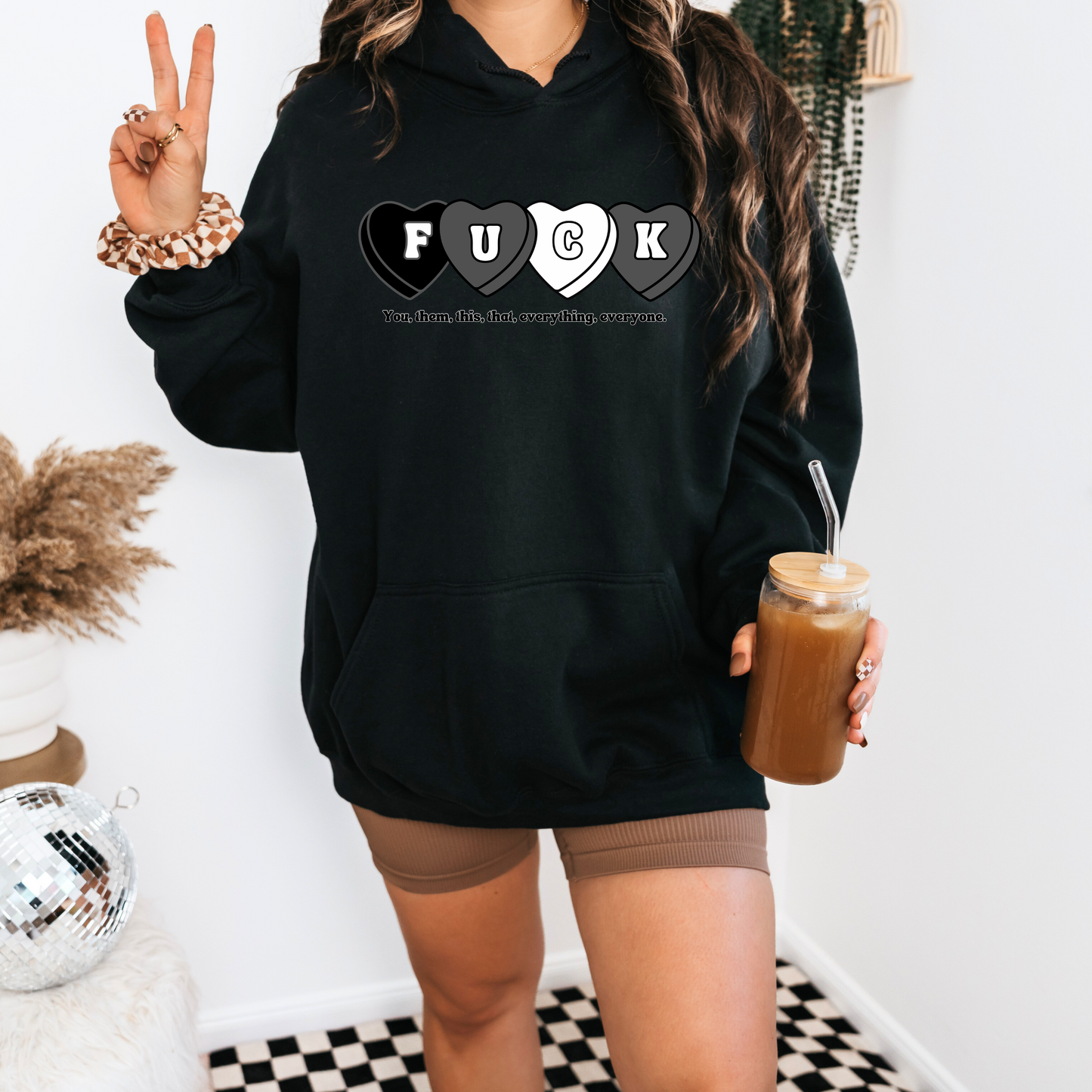 Hoodie - black hearts fuck designs