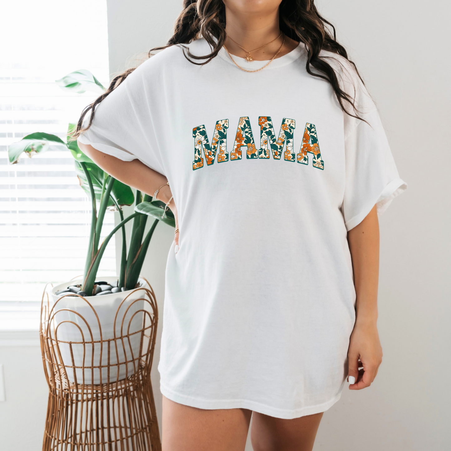Orange floral mama shirt/sweatshirt