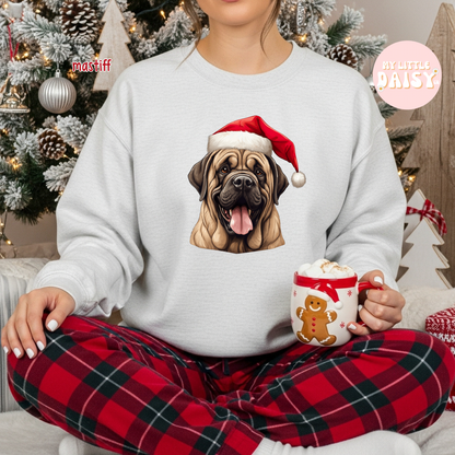 Christmas dog Santa hat sweatshirt