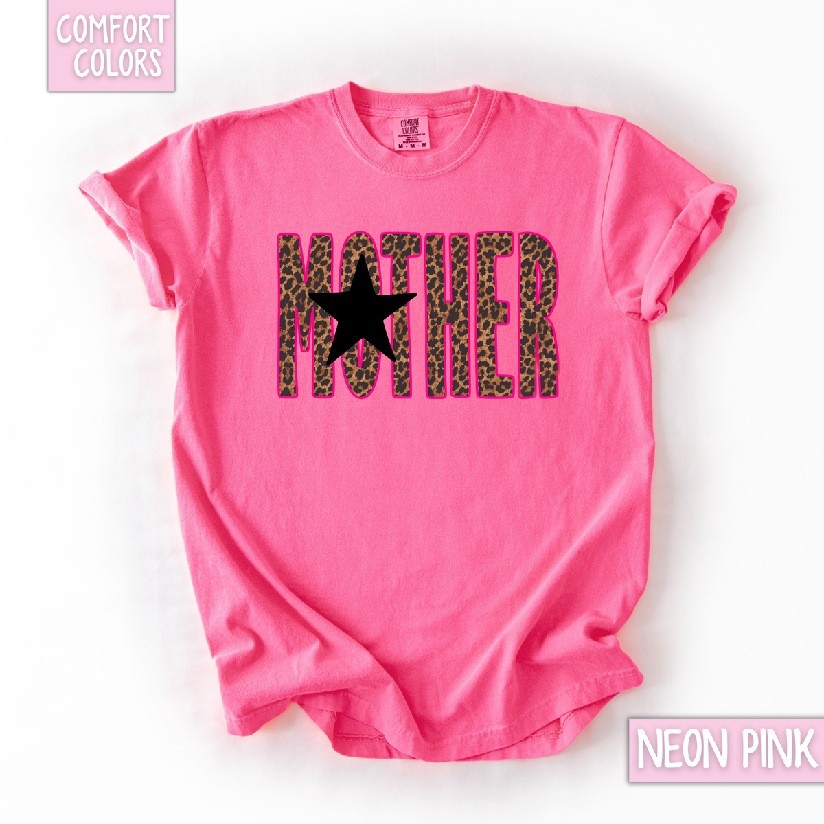 Edgy pink leopard mother star shirt