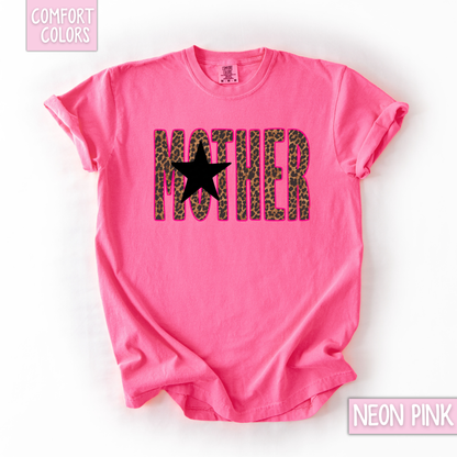Edgy pink leopard mother star shirt