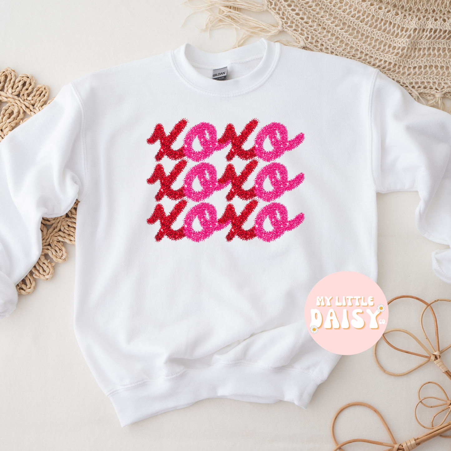 faux tinsel XOXO Valentine's Day shirt/sweatshirt