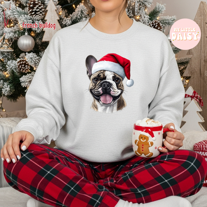 Christmas dog Santa hat sweatshirt