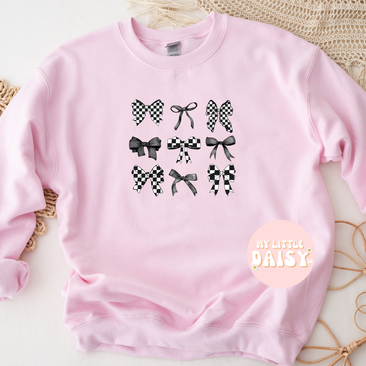 black checkered bows shirt/sweatshirt