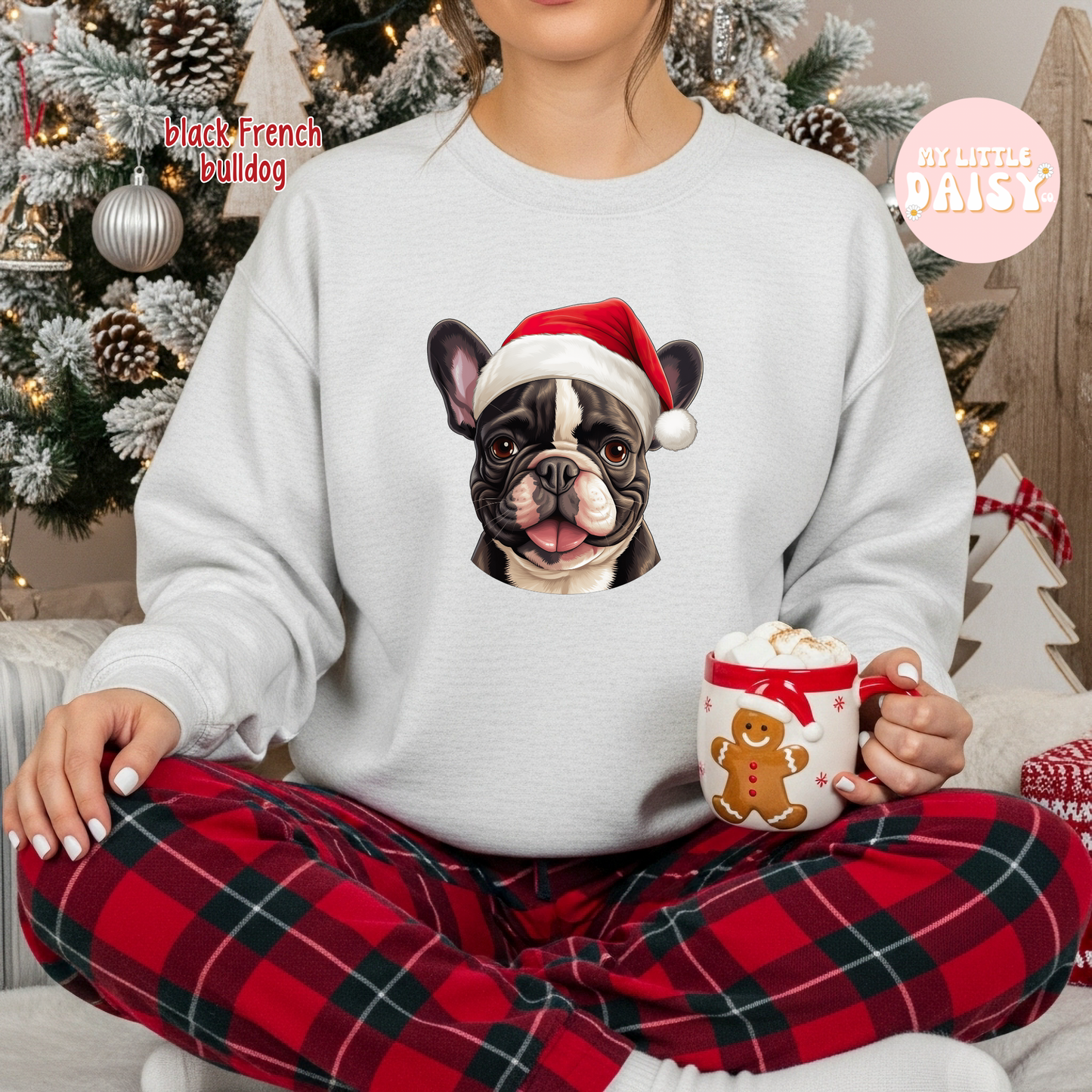 Christmas dog Santa hat sweatshirt