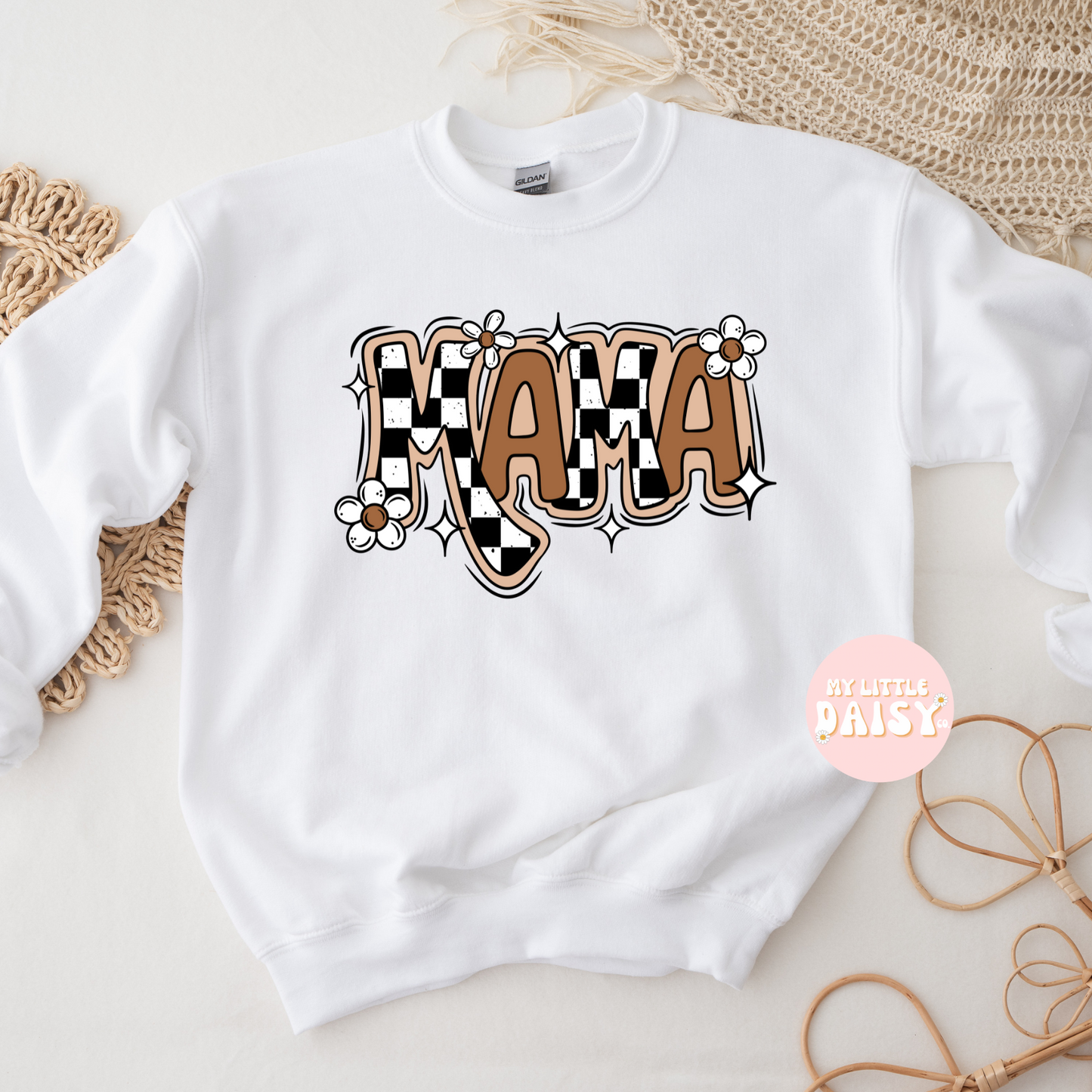 flower checkered mama shirt/sweatshirt