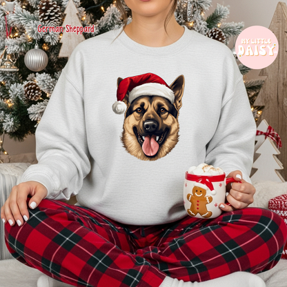 Christmas dog Santa hat sweatshirt