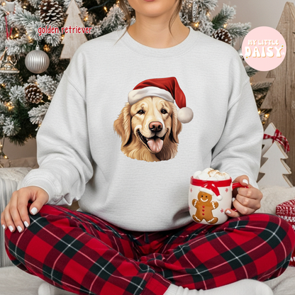 Christmas dog Santa hat sweatshirt