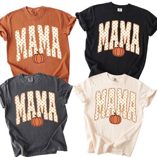 Fall pumpkin & polka dot mama shirt/sweatshirt