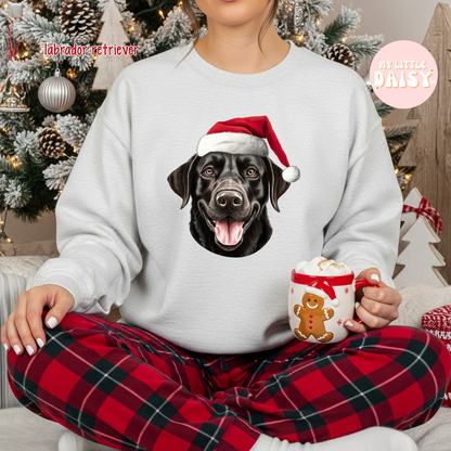 Christmas dog Santa hat sweatshirt
