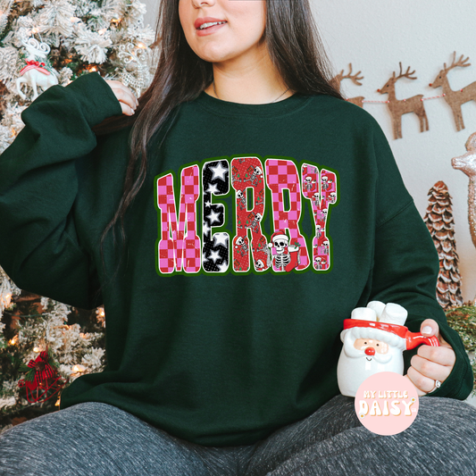 Skeleton checkered MERRY Christmas shirt/sweatshirt (Copy)