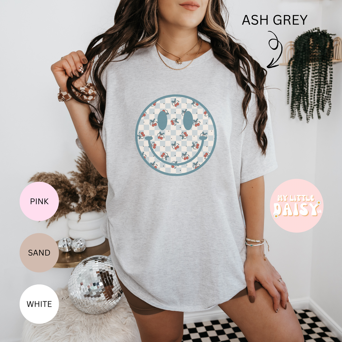 Sublimation blue cherry smiley