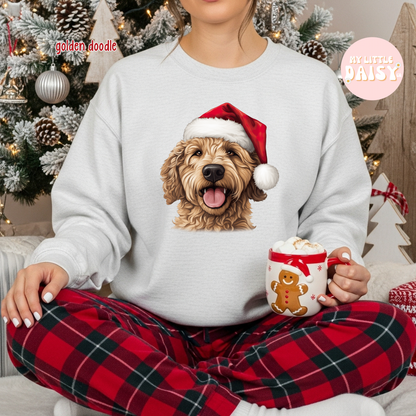 Christmas dog Santa hat sweatshirt