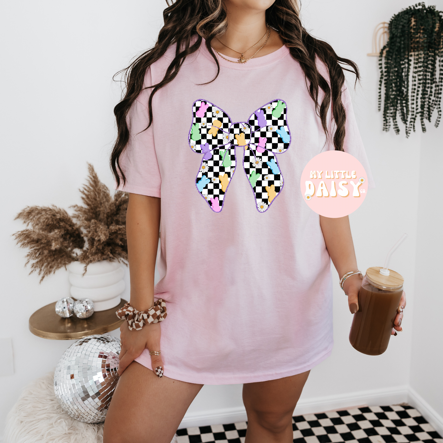 easter checkered bow shirt/sweatshirt