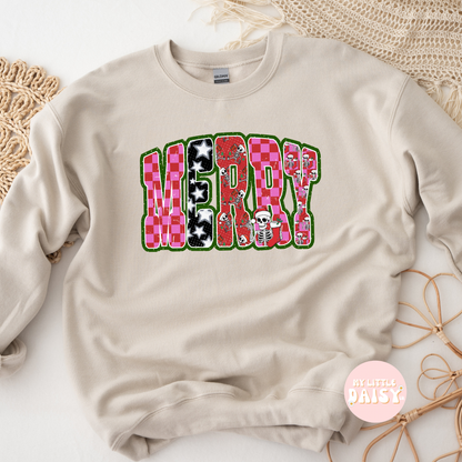 Skeleton checkered MERRY Christmas shirt/sweatshirt (Copy)