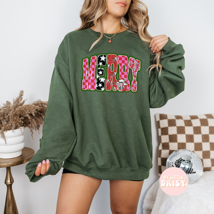 Skeleton checkered MERRY Christmas shirt/sweatshirt (Copy)