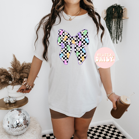 checkered easter bow shirt/sweatshirt