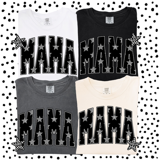 checkered star mama comfort colors graphic tee