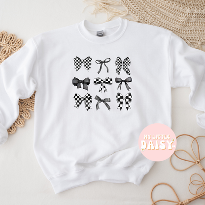 black checkered bows shirt/sweatshirt