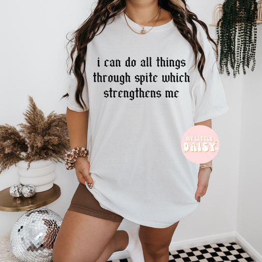 I can do all things through spite which strengthens me shirt/sweatshirt