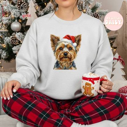 Christmas dog Santa hat sweatshirt