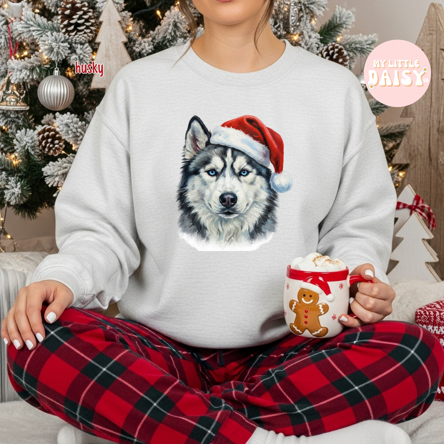 Christmas dog Santa hat sweatshirt