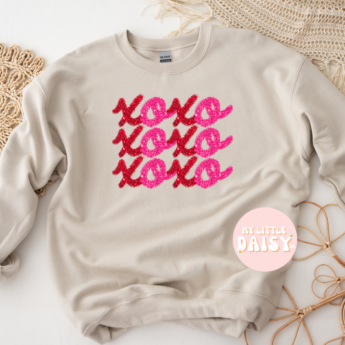 faux tinsel XOXO Valentine's Day shirt/sweatshirt