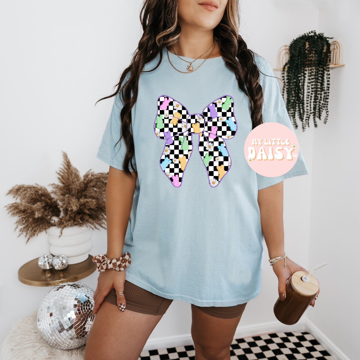 easter checkered bow shirt/sweatshirt